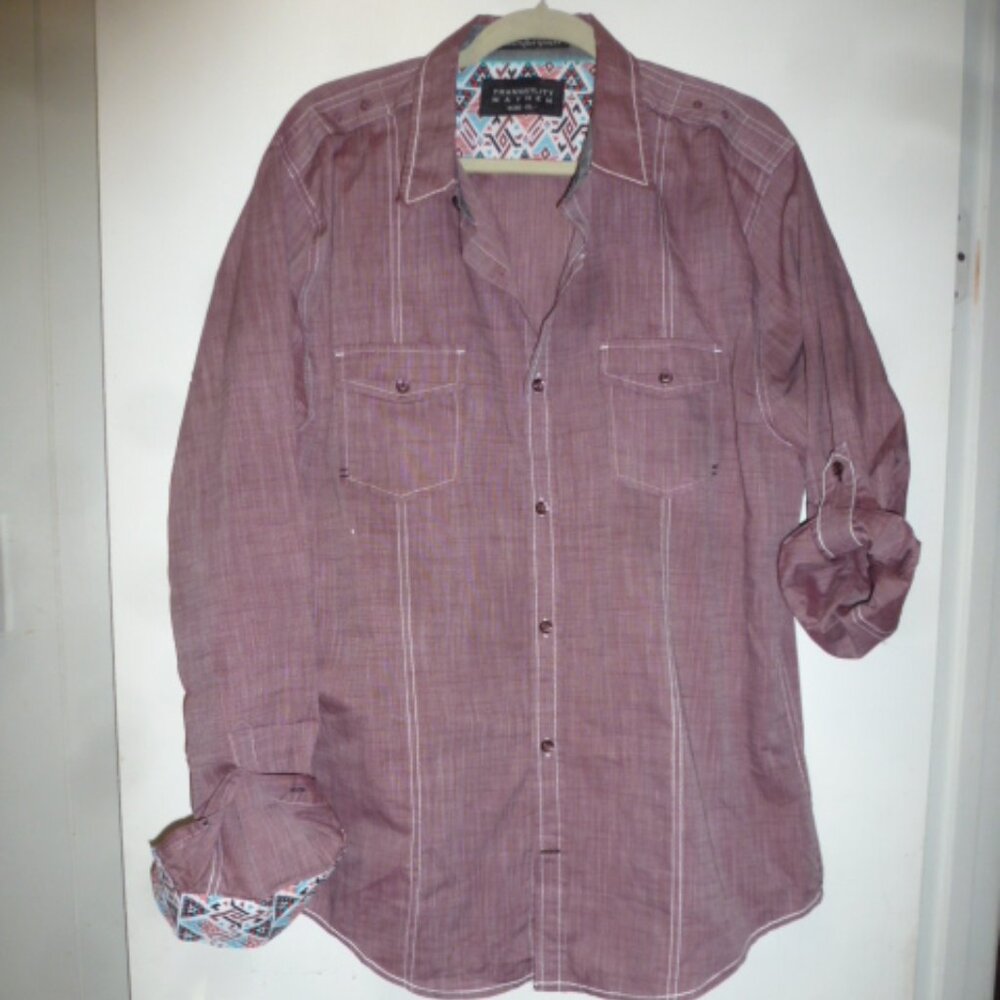 Men’s Gray Handcrafted Goods Tranquility Mayhem Shirt Size: Medium